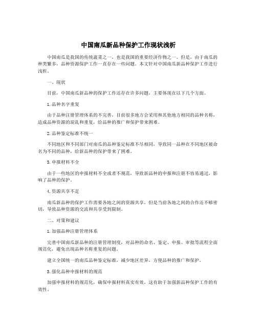 中国南瓜新品种保护工作现状浅析