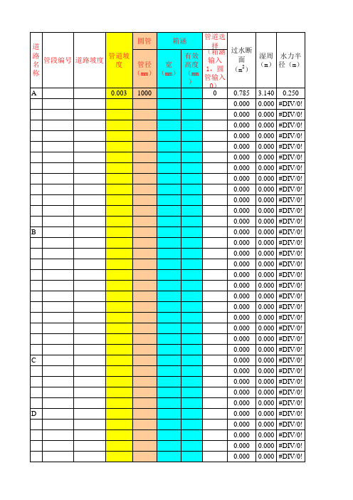 市政雨水管道水力计算表