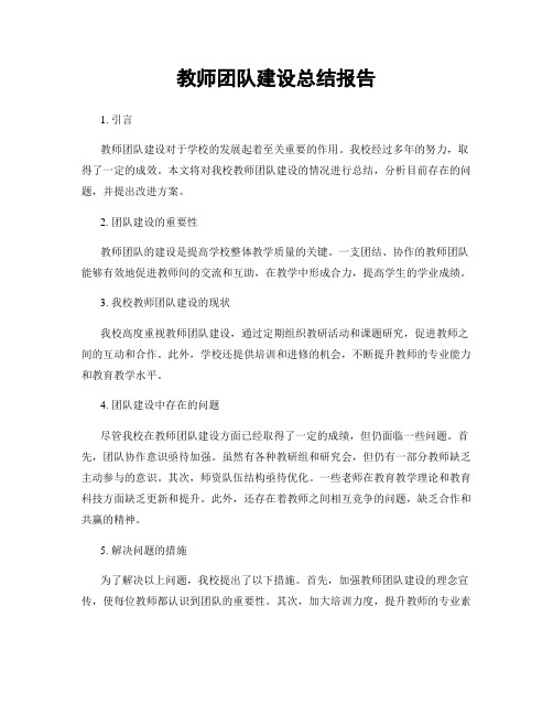 教师团队建设总结报告