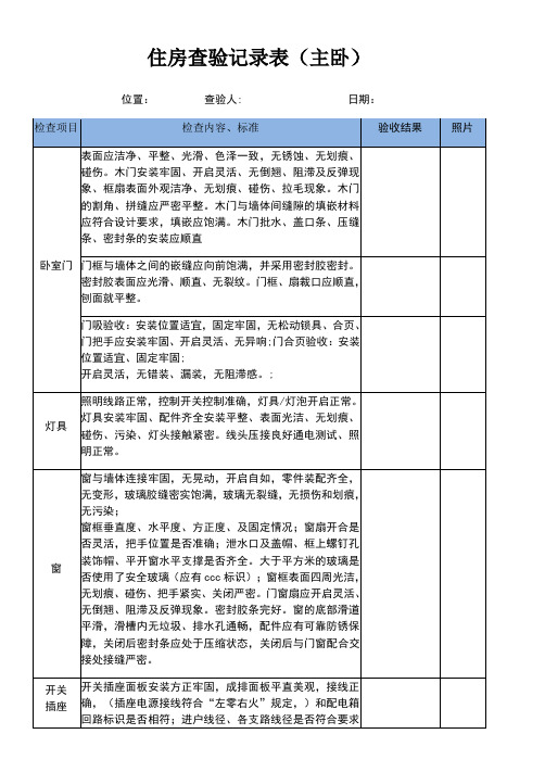 住房查验记录表