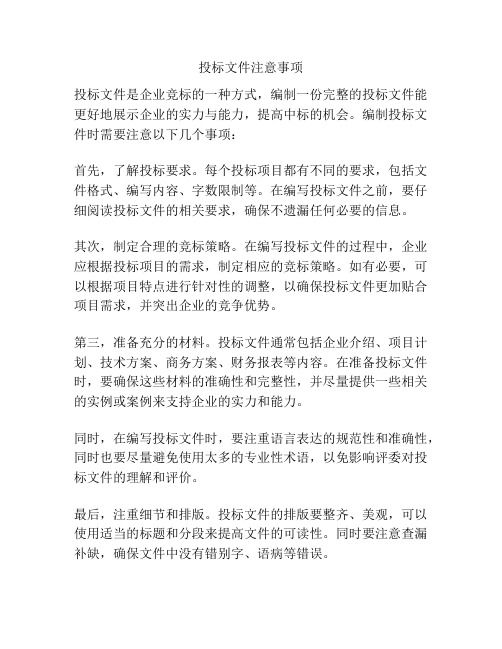 投标文件注意事项