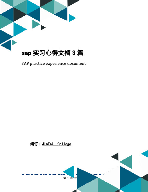 sap实习心得文档3篇