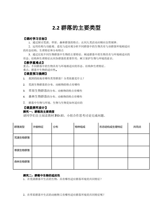 人教版高中生物选择性必修二群落的主要类型