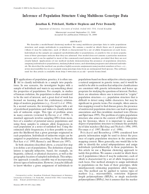 Inference of Population Structure Using Multilocus Genotype Data