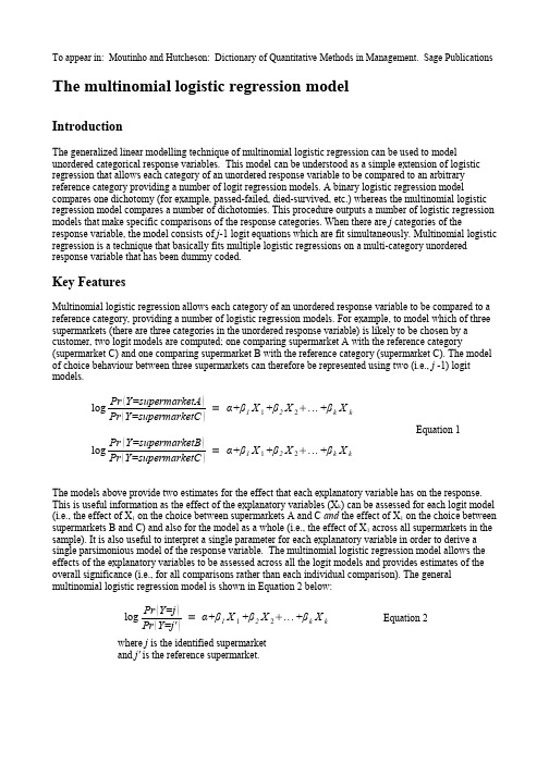 Themultinomiallogisticregressionmodel