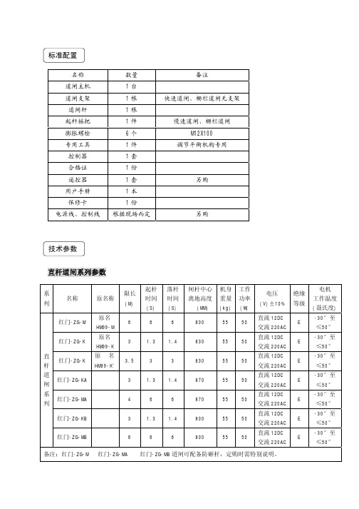 红门道闸用户手册