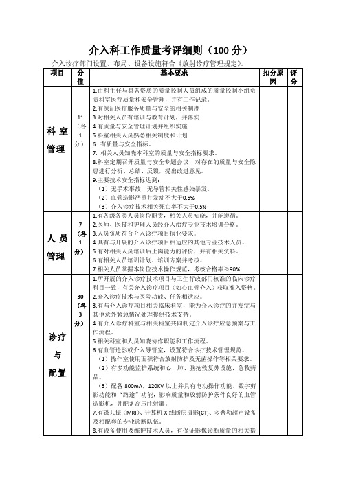 介入科质量考评细则-2020