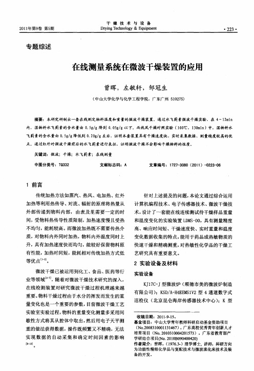 在线测量系统在微波干燥装置的应用