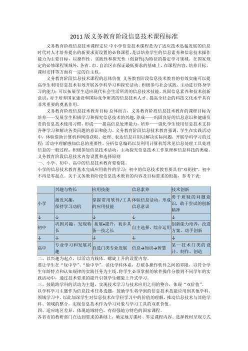 2011义务教育信息技术课程标准