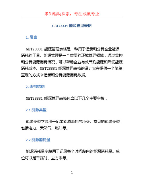 GBT23331能源管理表格