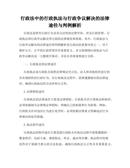 行政法中的行政执法与行政争议解决的法律途径与判例解析