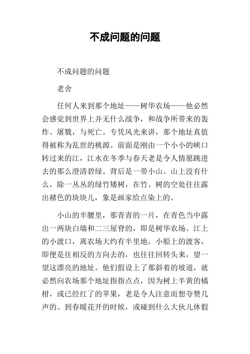 不成问题的问题