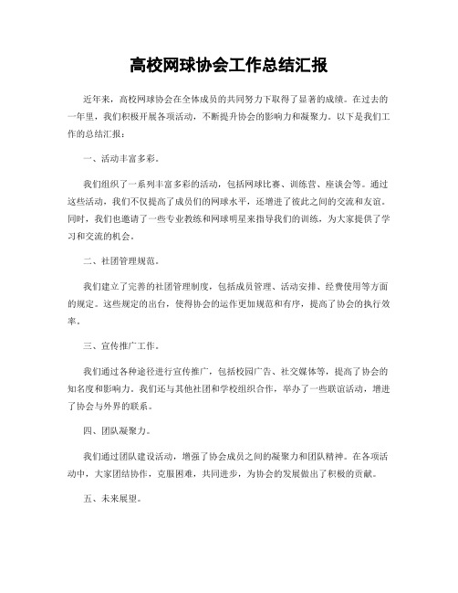 高校网球协会工作总结汇报