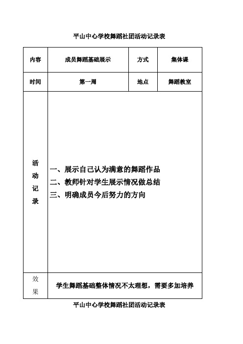 舞蹈社团活动记录