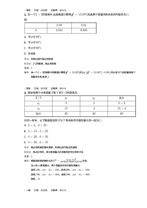 高中高考考点难点常见题型(带答案解析) 独立性检验(解析版)