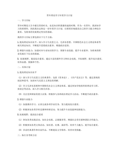 青年理论学习年度学习计划