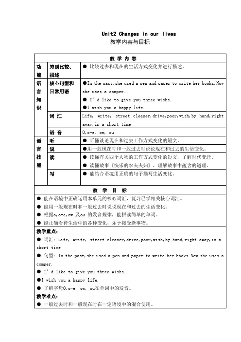 牛津版小学六年级下册6BUnit2 Changes in our lives教案说课讲解