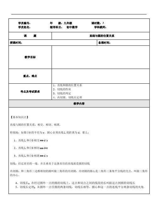 直线与圆的位置关系