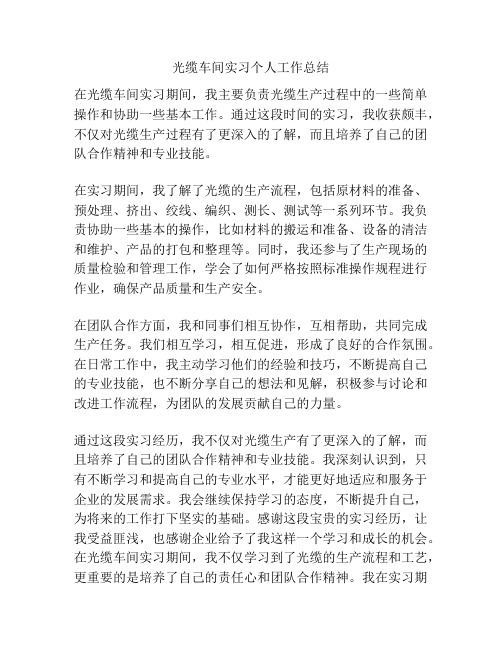 光缆车间实习个人工作总结