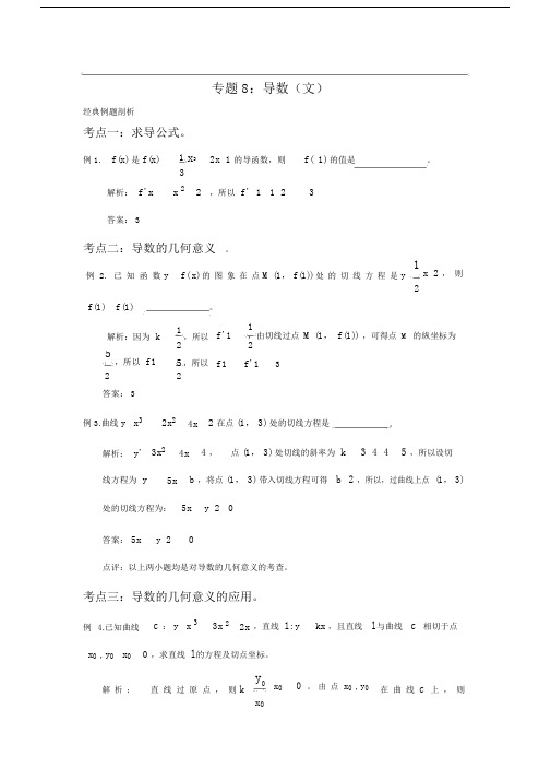 (完整word版)高中文科数学导数练习题.doc