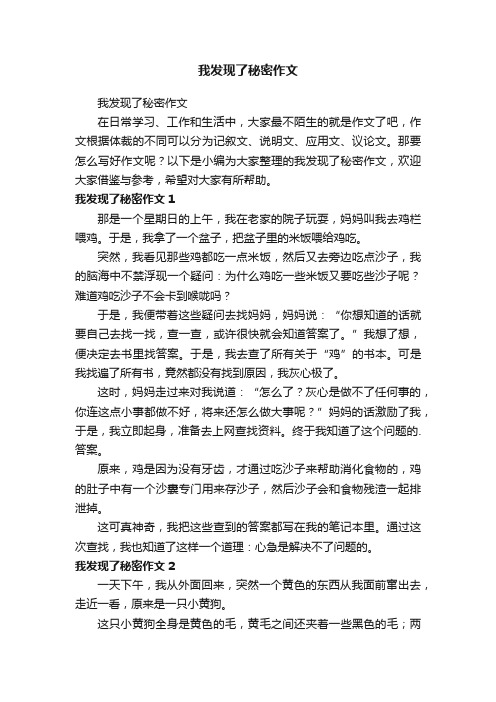 我发现了秘密作文