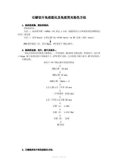 石蜡切片免疫组化及免疫荧光染色方法