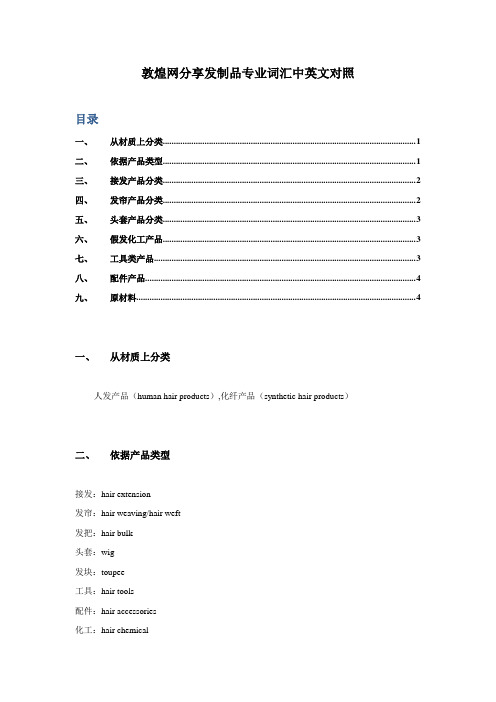 敦煌网分享发制品行业外贸英语对照表