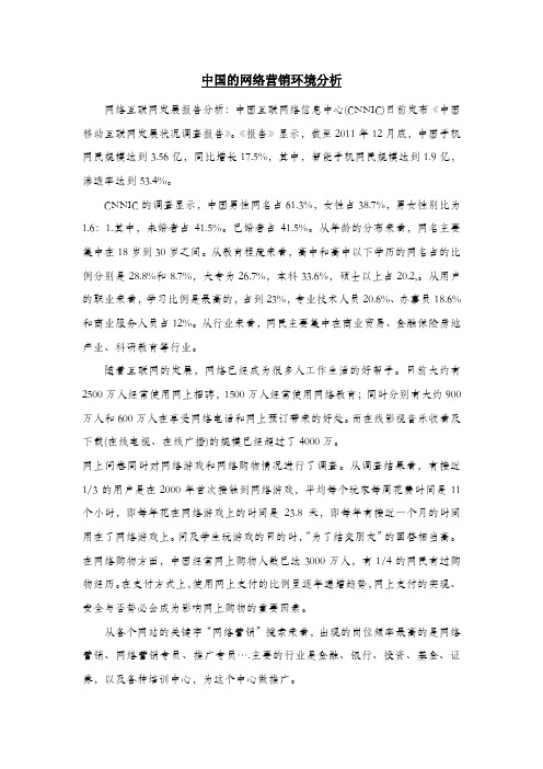 中国的网络营销环境分析