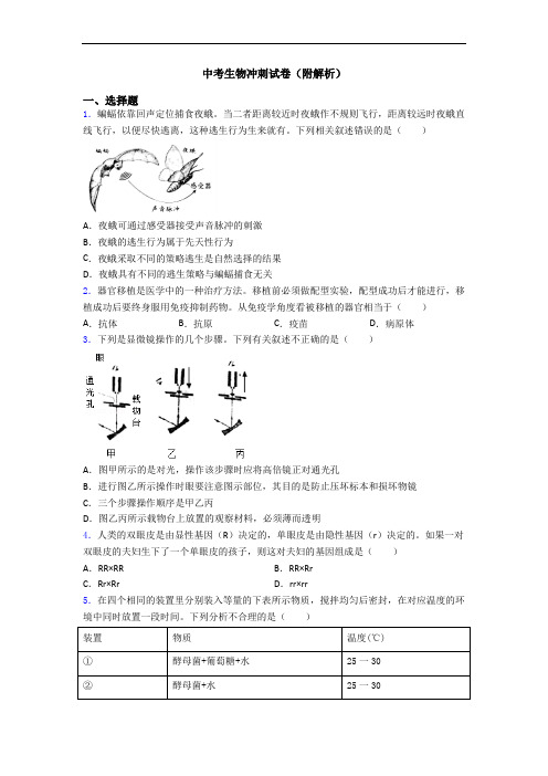 中考生物冲刺试卷(附解析)