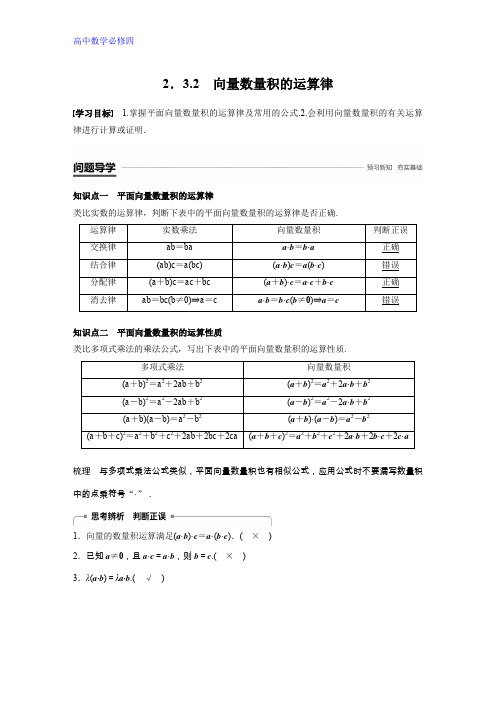 数学新学案必修四人教B版全国通用版讲义：第二章 平面向量2.3.2 Word版含答案