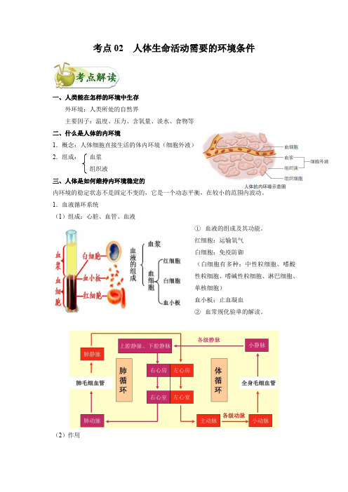 2023年上海市中考生物复习考点解读与真题讲解2 人体生命活动需要的环境条件含讲解