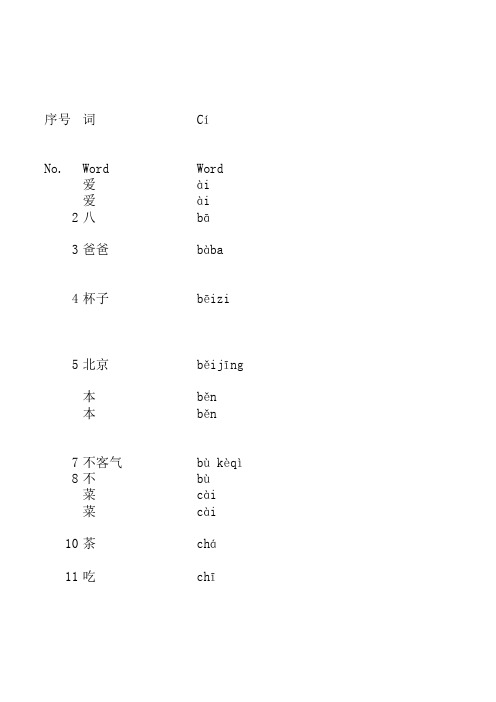 新汉语水平考试一至四级词汇(拼音+英语+举例)