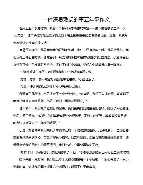 一件深思熟虑的事五年级作文