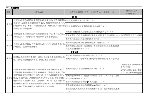 GMP自检检查表