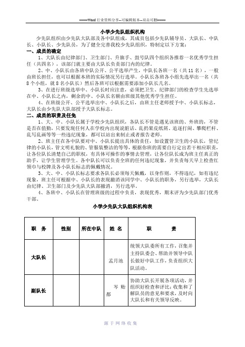 小学少先队组织机构