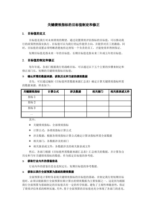 关键绩效指标的目标值制定和修正