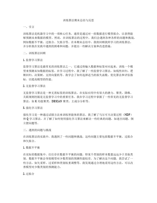 训练算法期末总结与反思