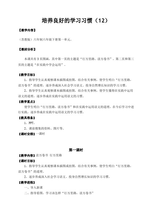 苏教版六年级语文下册《养良好的学习习惯(12)》教学设计_13