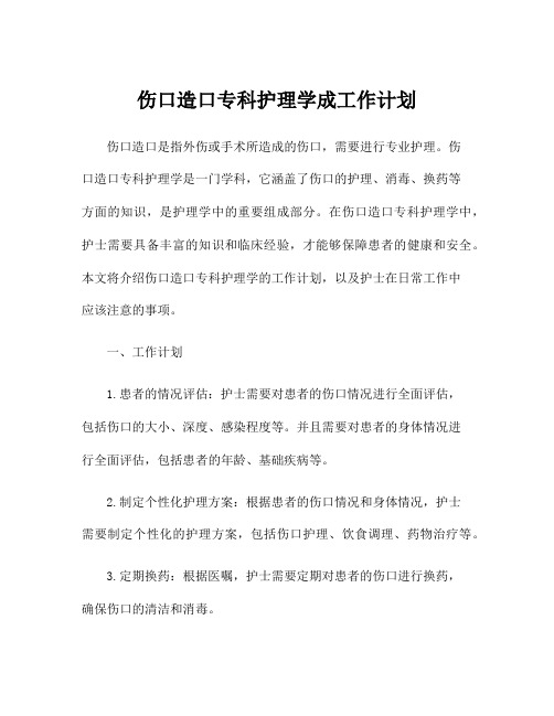 伤口造口专科护理学成工作计划