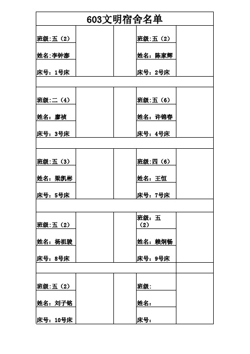 宿舍名单