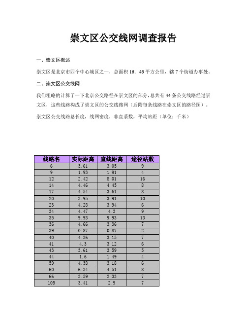 公交线网调查与特征分析