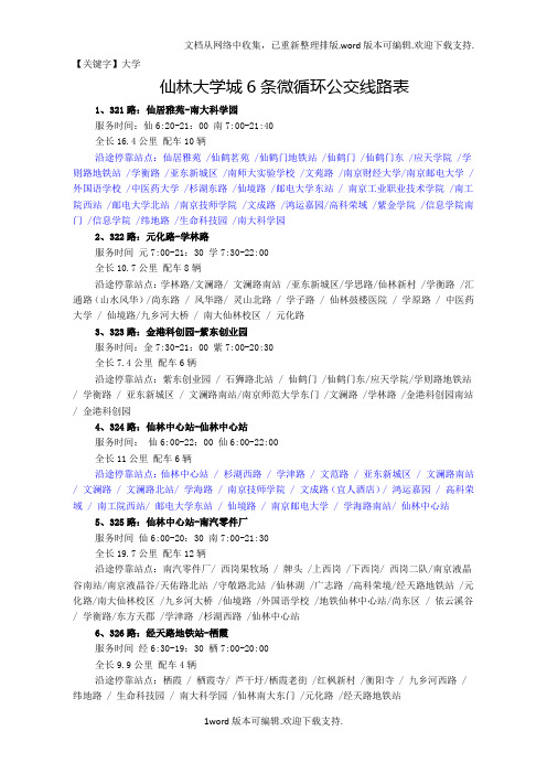 【大学】仙林大学城公交微循环公共自行车站点分布情况一览表