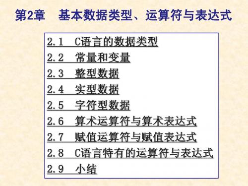 C语言程序设计第2章基本数据类型、运算符与表达式简明教程PPT课件