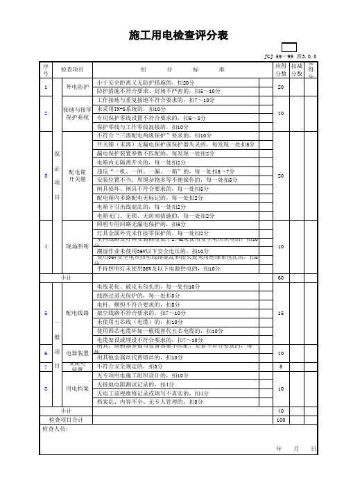 施工用电检查评分表