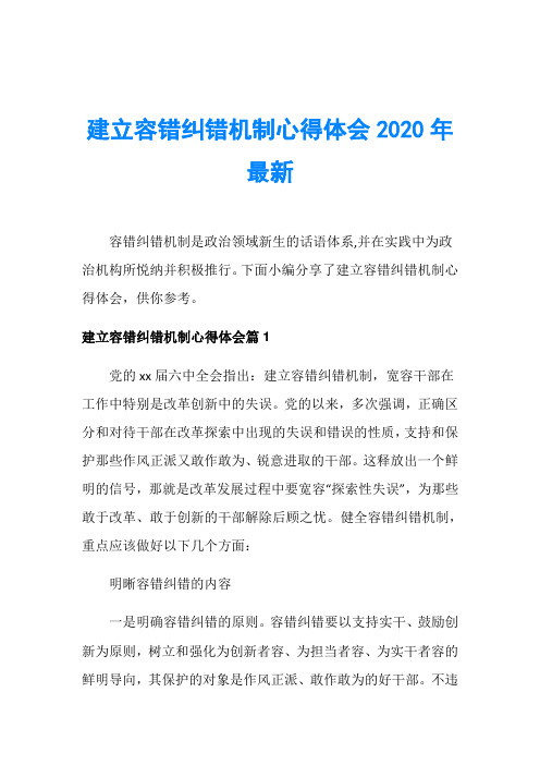 建立容错纠错机制心得体会2020年最新