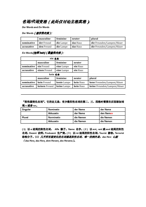 N.A情况下名词变格+动词变位