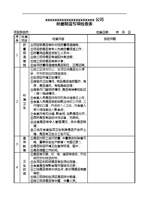 防暑降温专项检查表