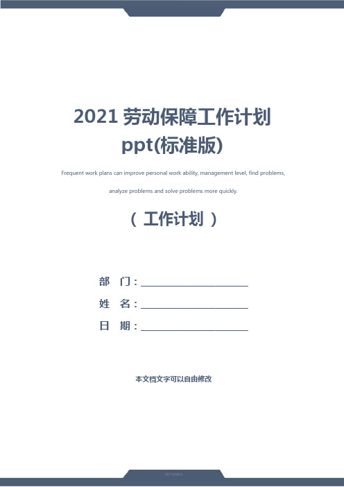 2021劳动保障工作计划ppt(标准版)