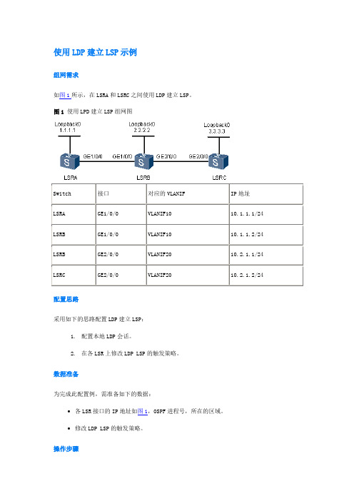 使用LDP建立LSP示例