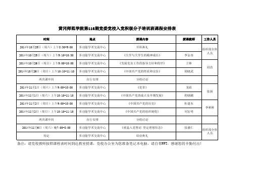 第116期党委党校课程表